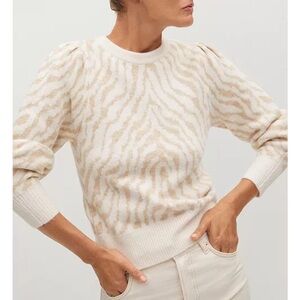 Mango Cream and Tan Zebra Pattern Sweater